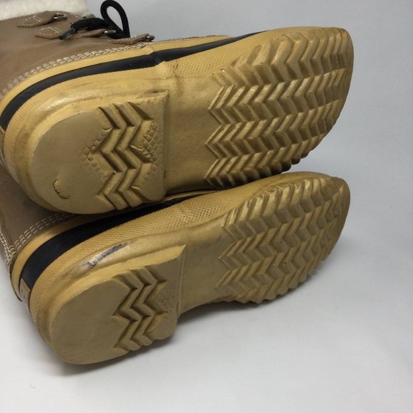 Sorel Mantou Furry Lined Lace Up Waterproof Duck Boots US7 Tan & Black 40 9 - Picture 9 of 12